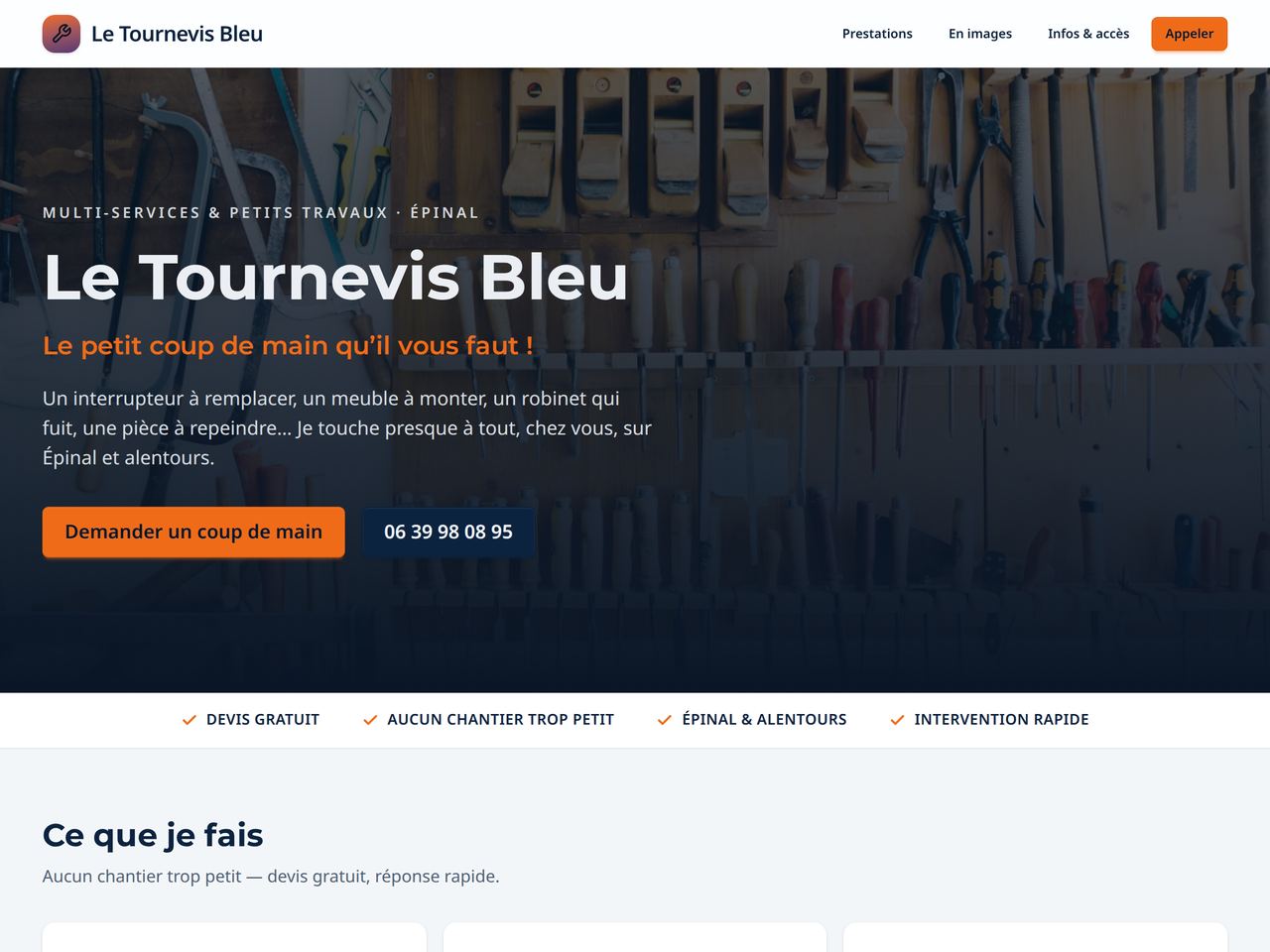 Aperçu du site Le Tournevis Bleu