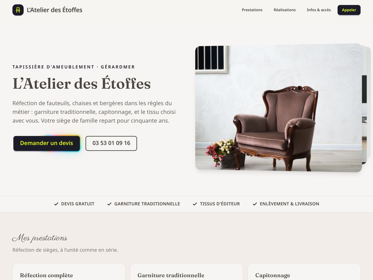 Aperçu du site L’Atelier des Étoffes