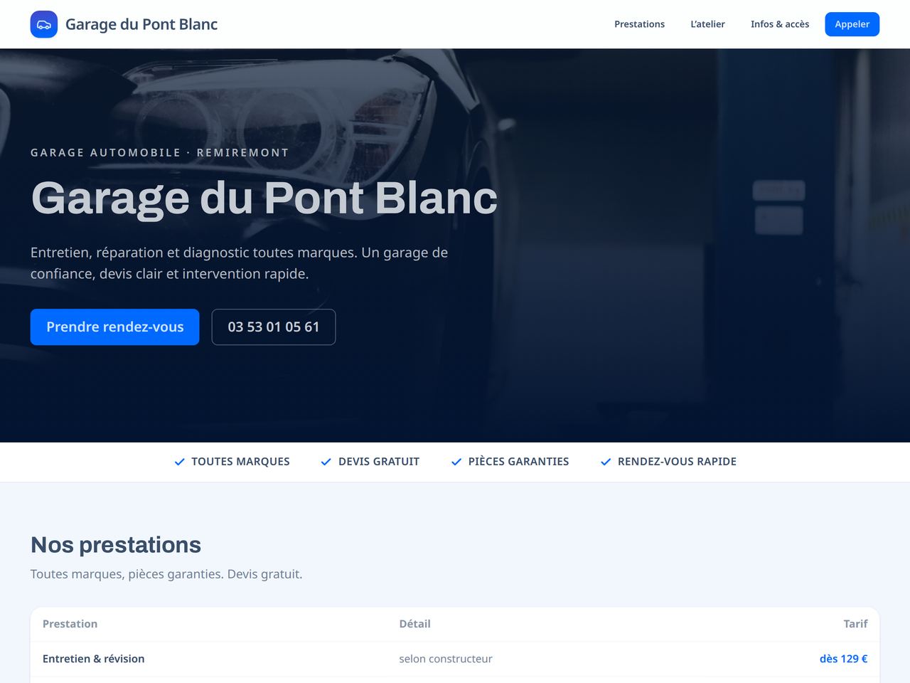 Aperçu du site Garage du Pont Blanc